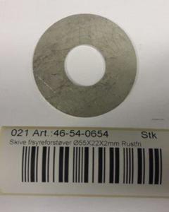 Washer f/acid atomizer D55 x 22 x 2mm SST